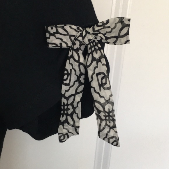 Ports Black T-shirt with silk tie detail - Picture 4 of 5